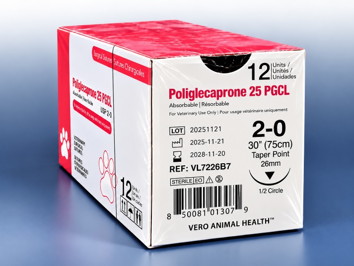 Poliglecaprone 25 2-0 suture box, REF VL7226B7, Vero Animal Health