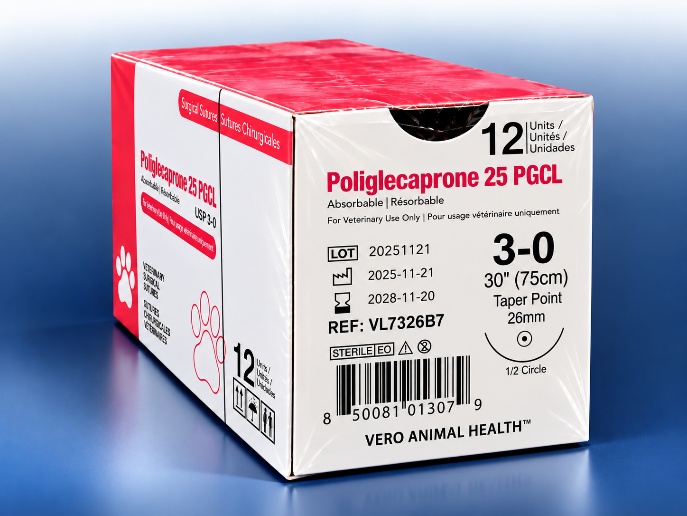Poliglecaprone 25 3-0 suture box, REF VL7326B7, Vero Animal Health