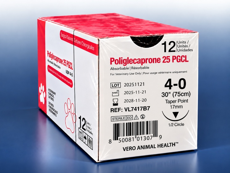 Poliglecaprone 25 4-0 suture box, REF VL7417B7, Vero Animal Health