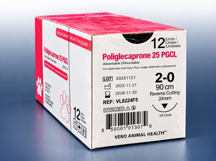 Poliglecaprone 25 2-0 suture box, REF VL8224F5, Vero Animal Health