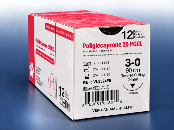 Poliglecaprone 25 3-0 suture box, REF VL8324F5, Vero Animal Health
