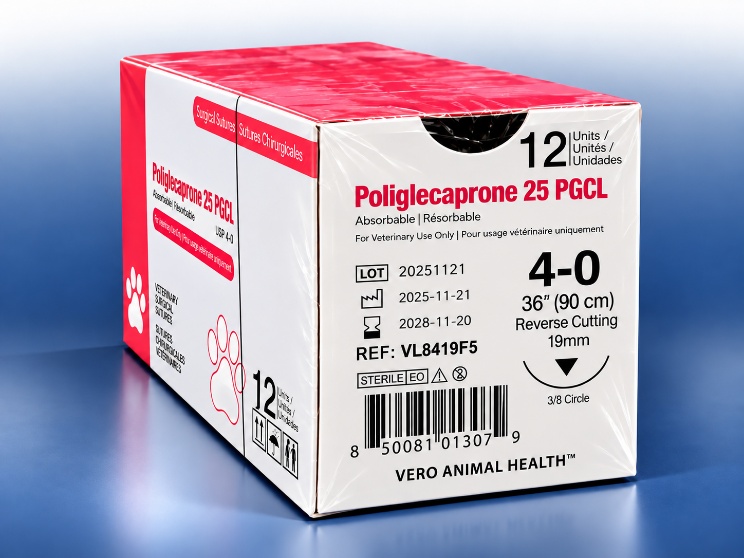 Poliglecaprone 25 4-0 suture box, REF VL8419F5, Vero Animal Health