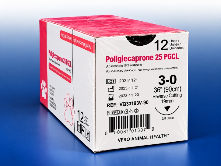 Poliglecaprone 25 3-0 suture box, REF VQ33193V-90, Vero Animal Health