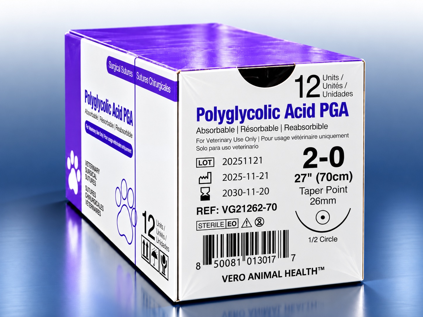 Polyglactin 910 2-0, 27" (70 cm) suture box, REF VG21262-70