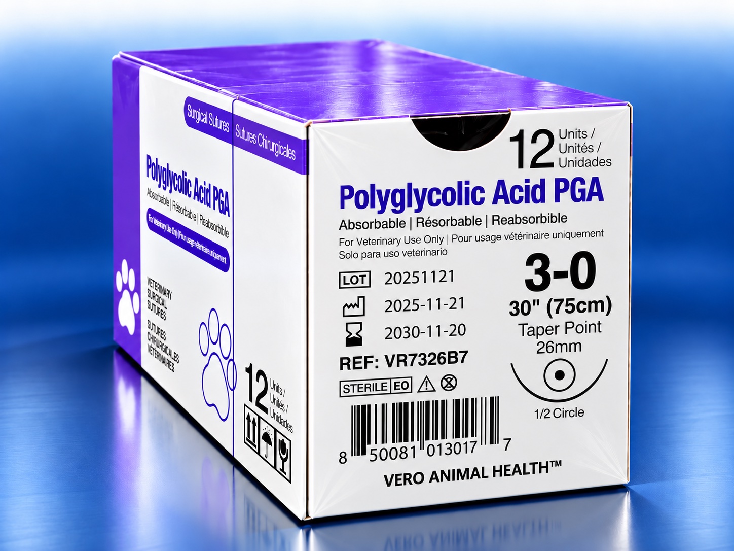 Polyglactin 910 3-0, 30" (75 cm) suture box, REF VR7326B7