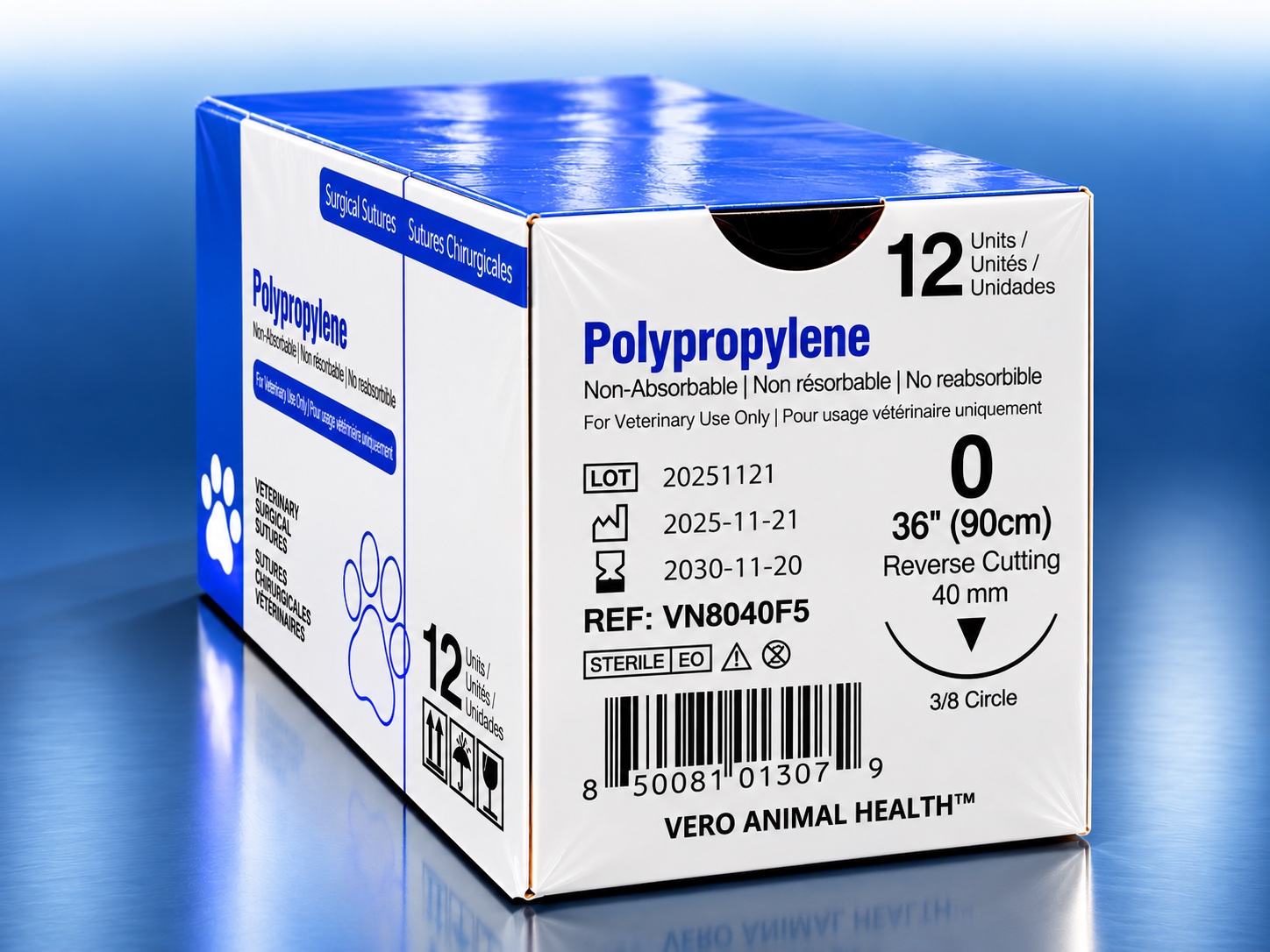 Polypropylene 0, 36" (90 cm) suture box, REF VN8040F5
