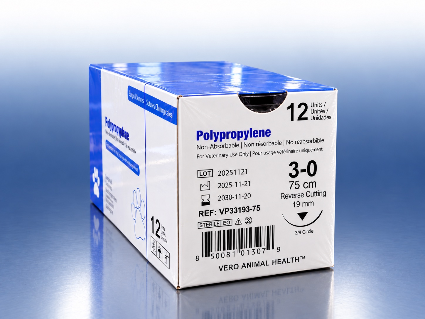 Polypropylene 3-0, 30" (75 cm) suture box, REF VP33193-75
