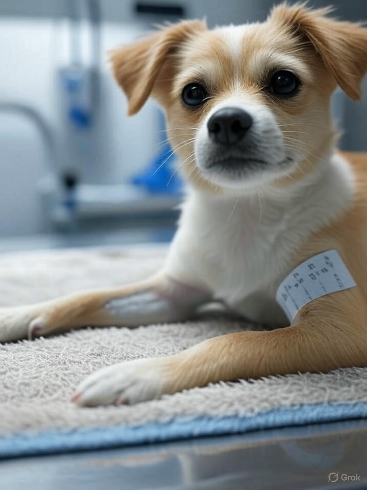 Wound closure – dog with bandaged paw
